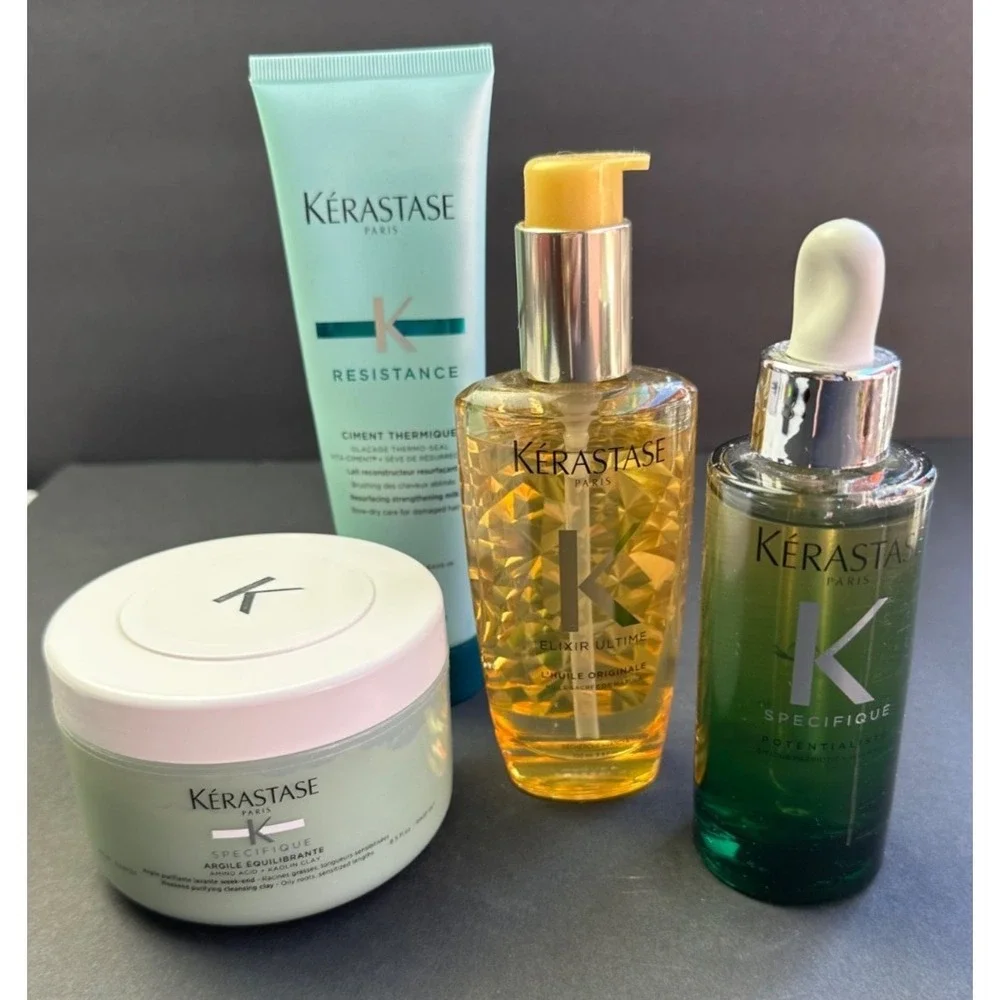 Kerastase 4Pc Hair Care Set Potentialiste Argile Elixir Ciment Thermique Luxury